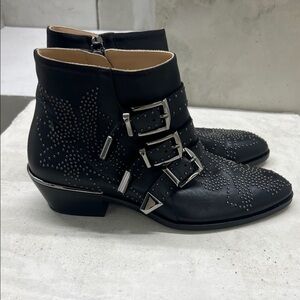 Chloe Black Ankle Boots with Silver Studs
